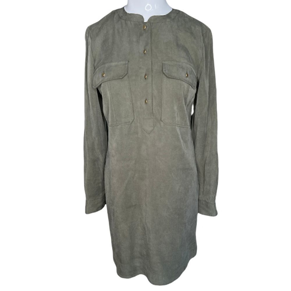 Banana Republic size 0 green long sleeve button down shirt dress